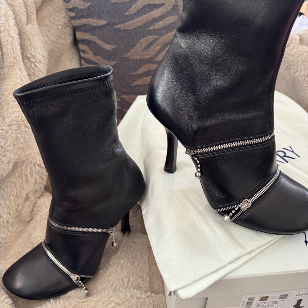 Burberry Peep leather ankle boots Black Size 37 - Picture 11 of 16
